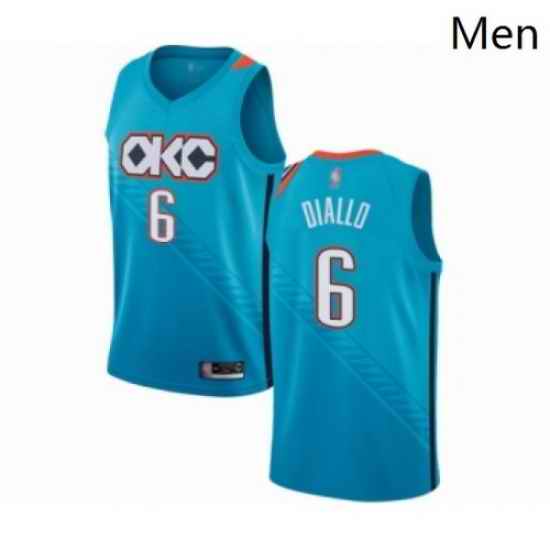 Mens Oklahoma City Thunder 6 Hamidou Diallo Authentic Turquoise Basketball Jersey City Edition